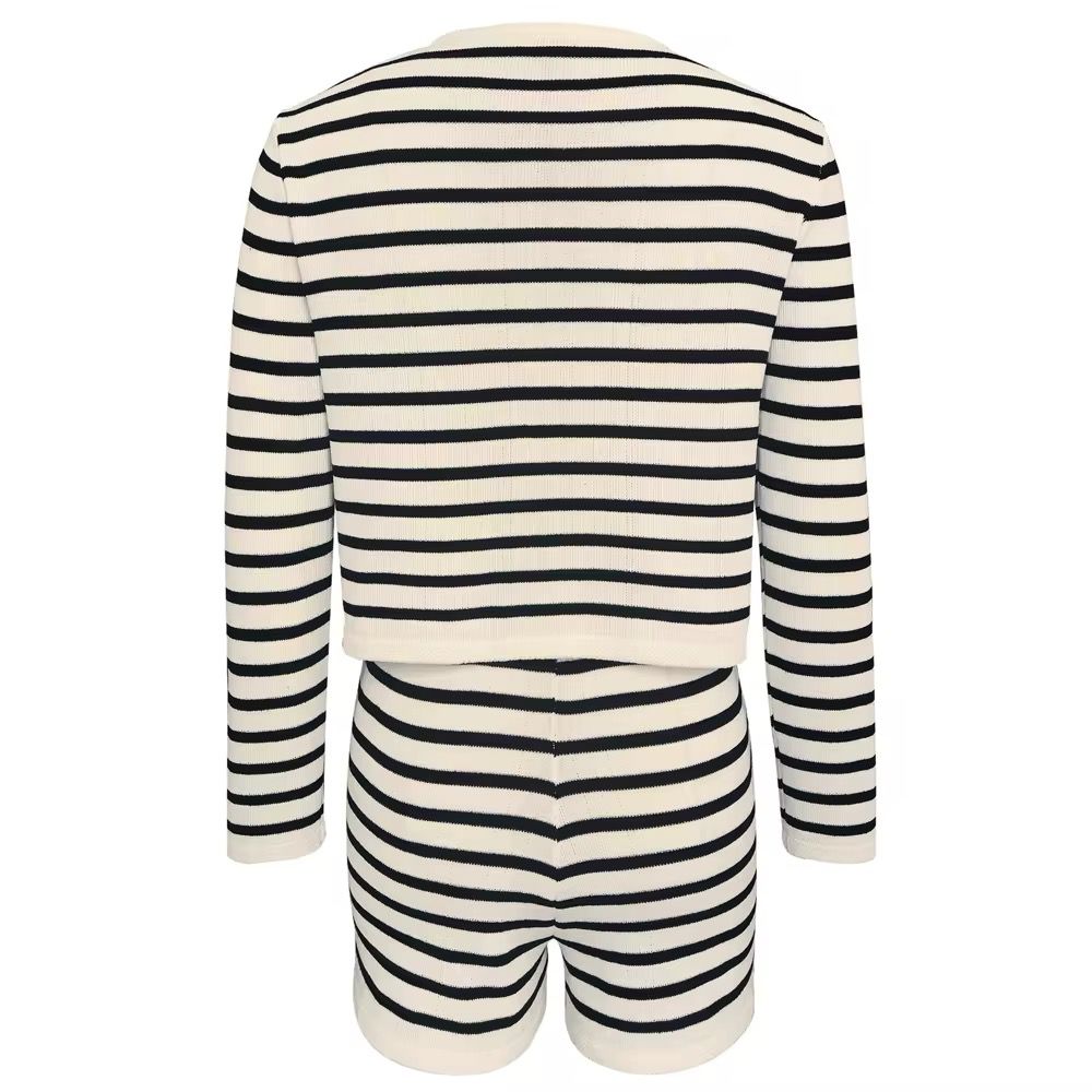 DIANA combo set - striped knitted shorts and jacket